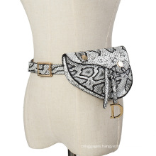 2021 new design leather pu waist belt bag for women lady modern fashion Snakeskin grain waist bag